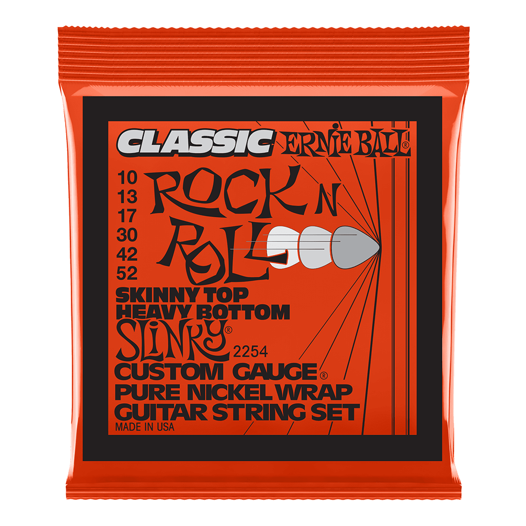 Ernie Ball Skinny Top Heavy Bottom Classic Rock N Roll Pure Nickel Electric Guitar Strings (.010-.052)