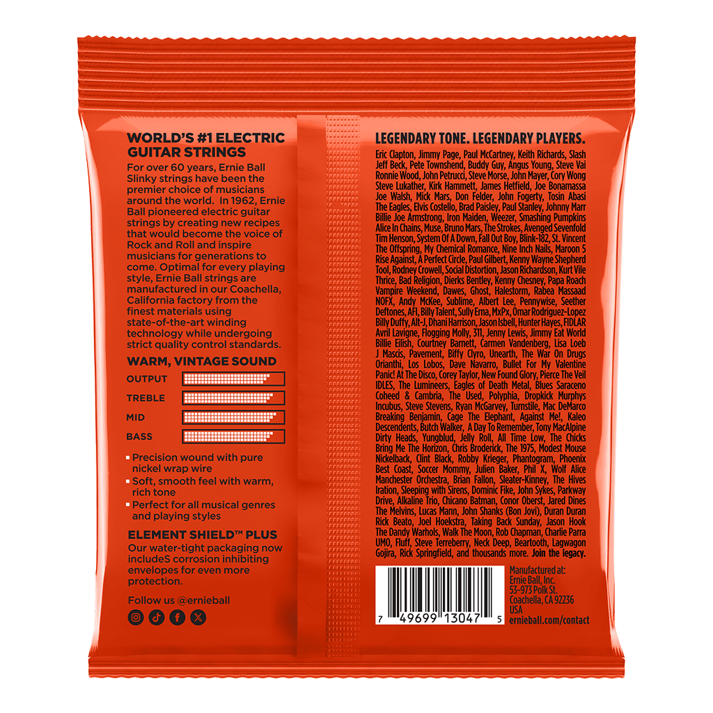 Ernie Ball Skinny Top Heavy Bottom Classic Rock N Roll Pure Nickel Electric Guitar Strings (.010-.052)