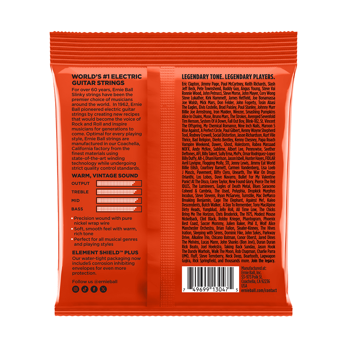 Ernie Ball Skinny Top Heavy Bottom Classic Rock N Roll Pure Nickel Electric Guitar Strings .010-.052 2