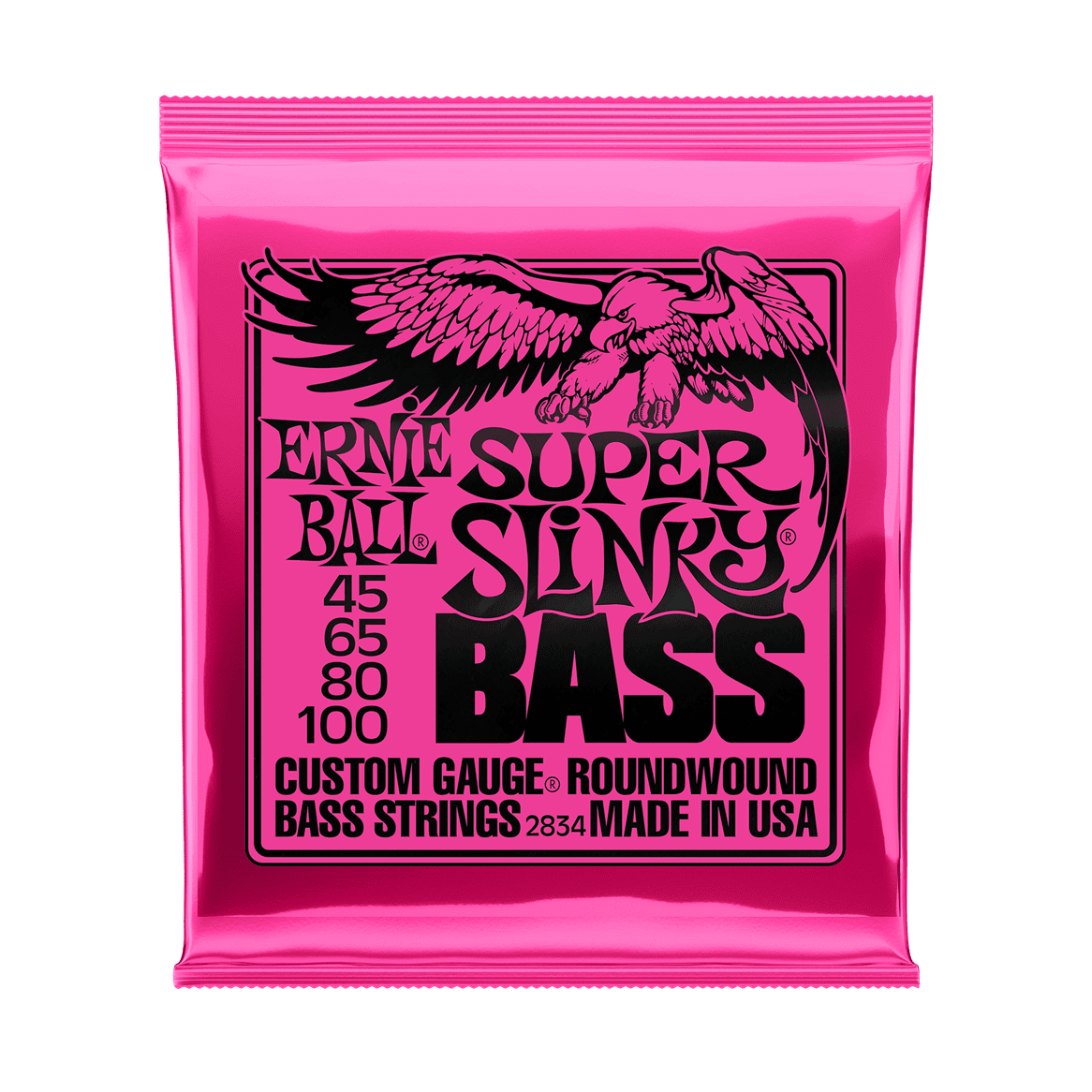 Ernie Ball Super Slinky Nickel Wound Bass Guitar Strings .045 - .100 1