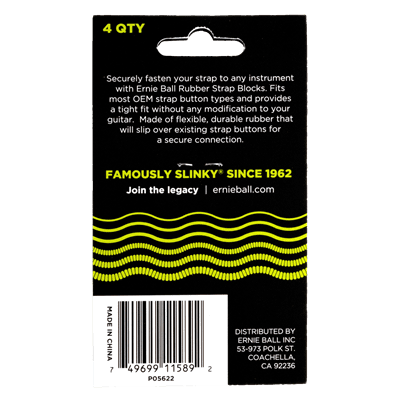 Ernie Ball Rubber Strap Blocks – Green (4 Pack)