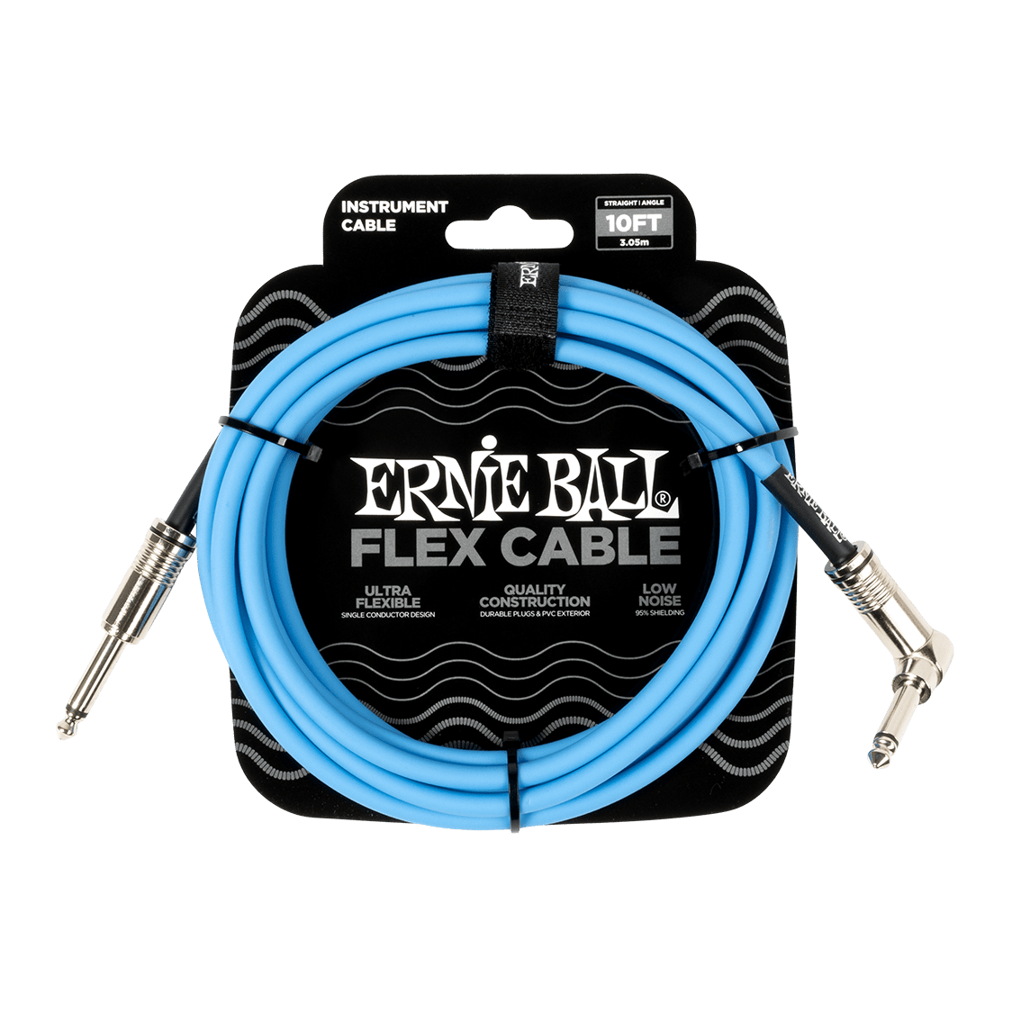 Ernie Ball Flex Instrument Cable, Straight to Angle Jack, 10ft 3m , Blue 1