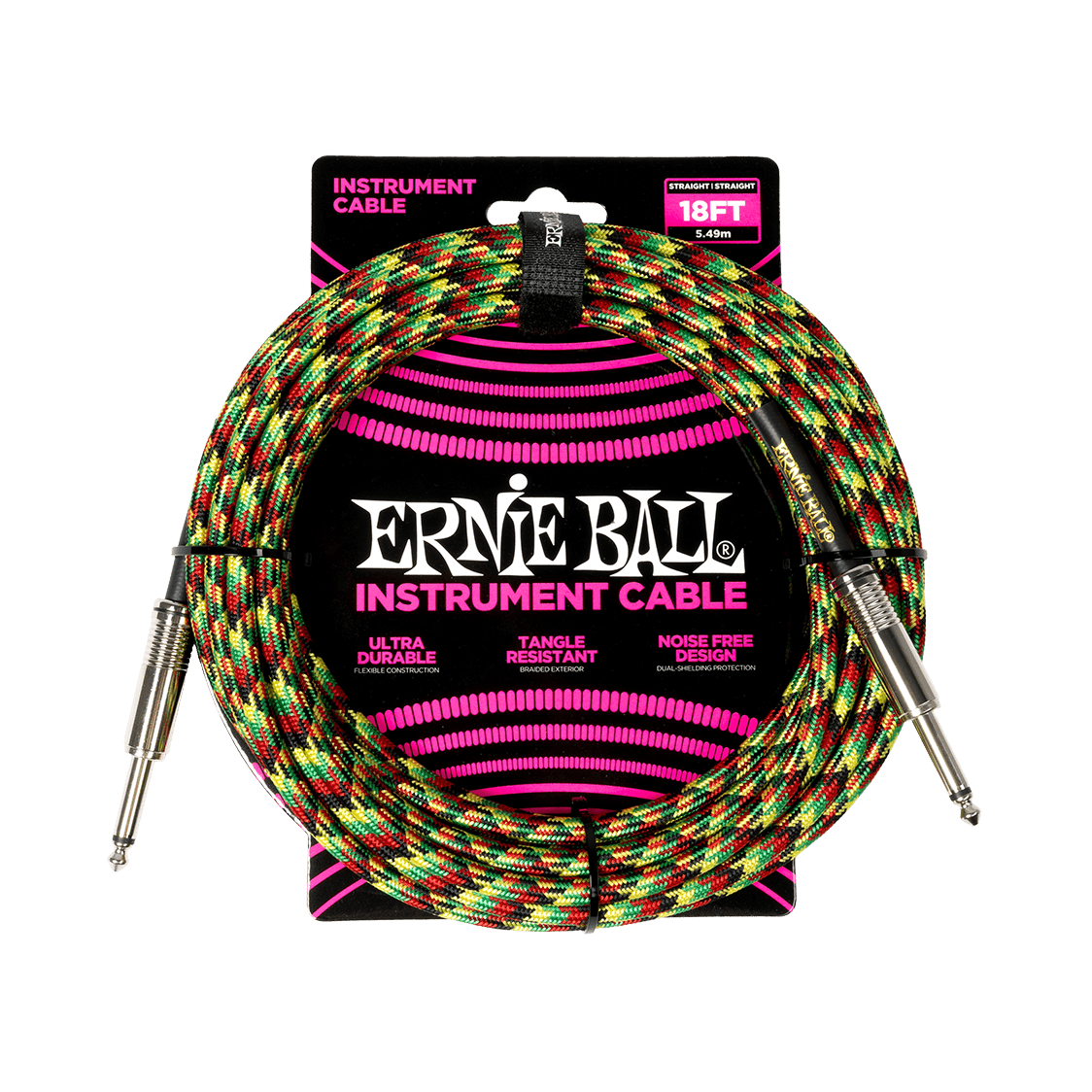 Ernie Ball P06482 - Good Vibrations Braided Instrument Cable — 18ft / 5.49m 1