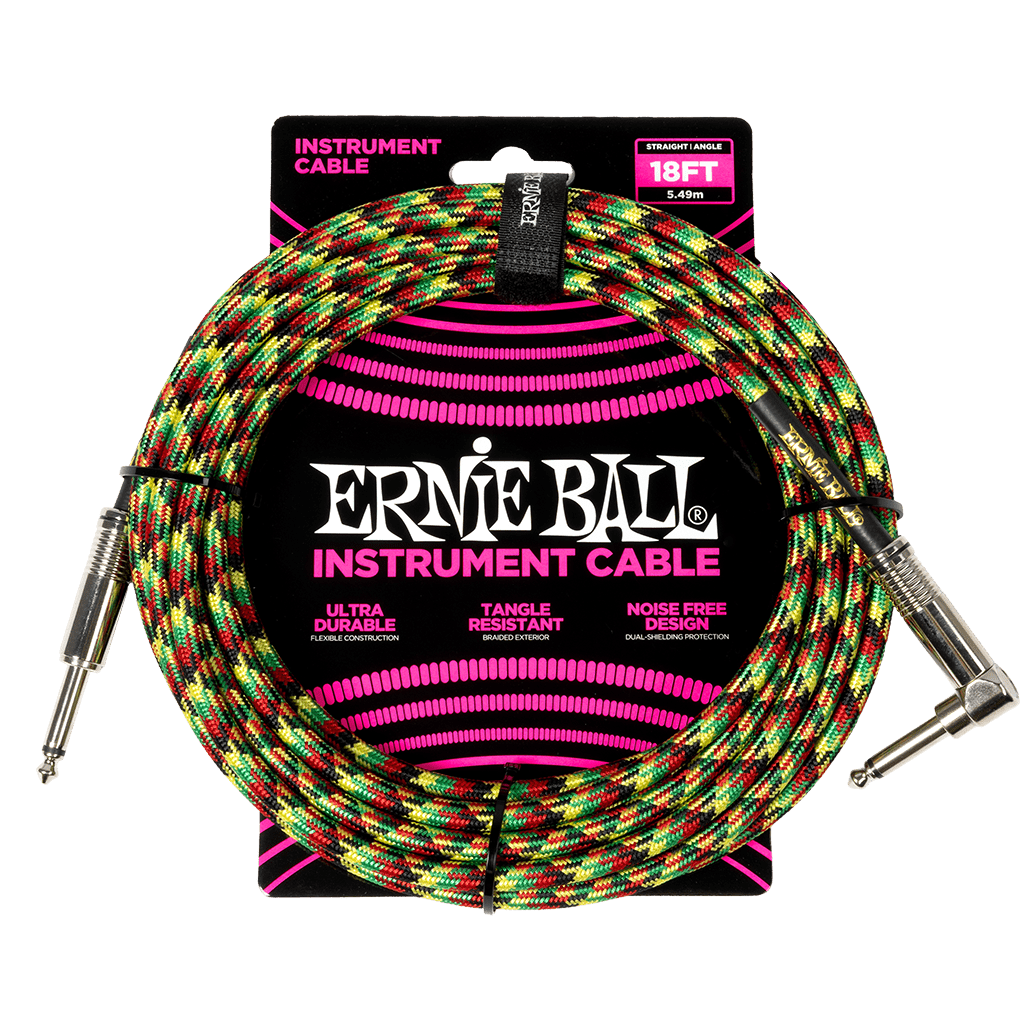 Ernie Ball P06483 - Good Vibrations Angled Braided Instrument Cable — 18ft / 5.49m