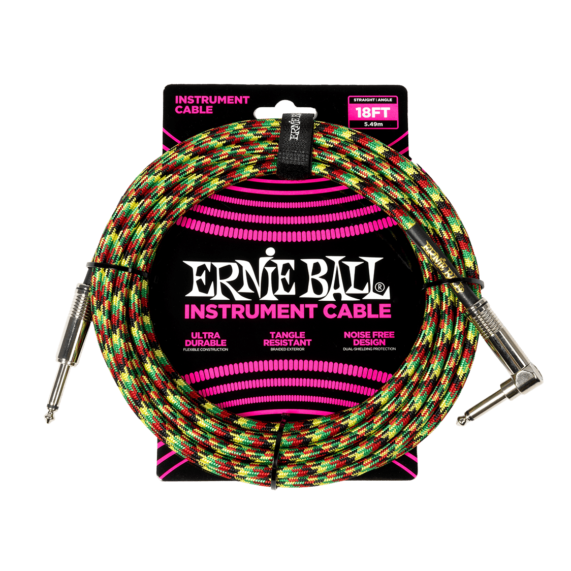 Ernie Ball P06483 - Good Vibrations Angled Braided Instrument Cable — 18ft / 5.49m 1