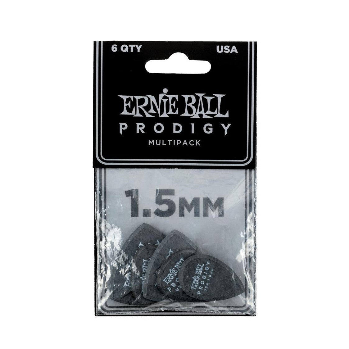 Ernie Ball Prodigy Guitar Picks – Large Shield 1.5mm Black 6 Pack 1