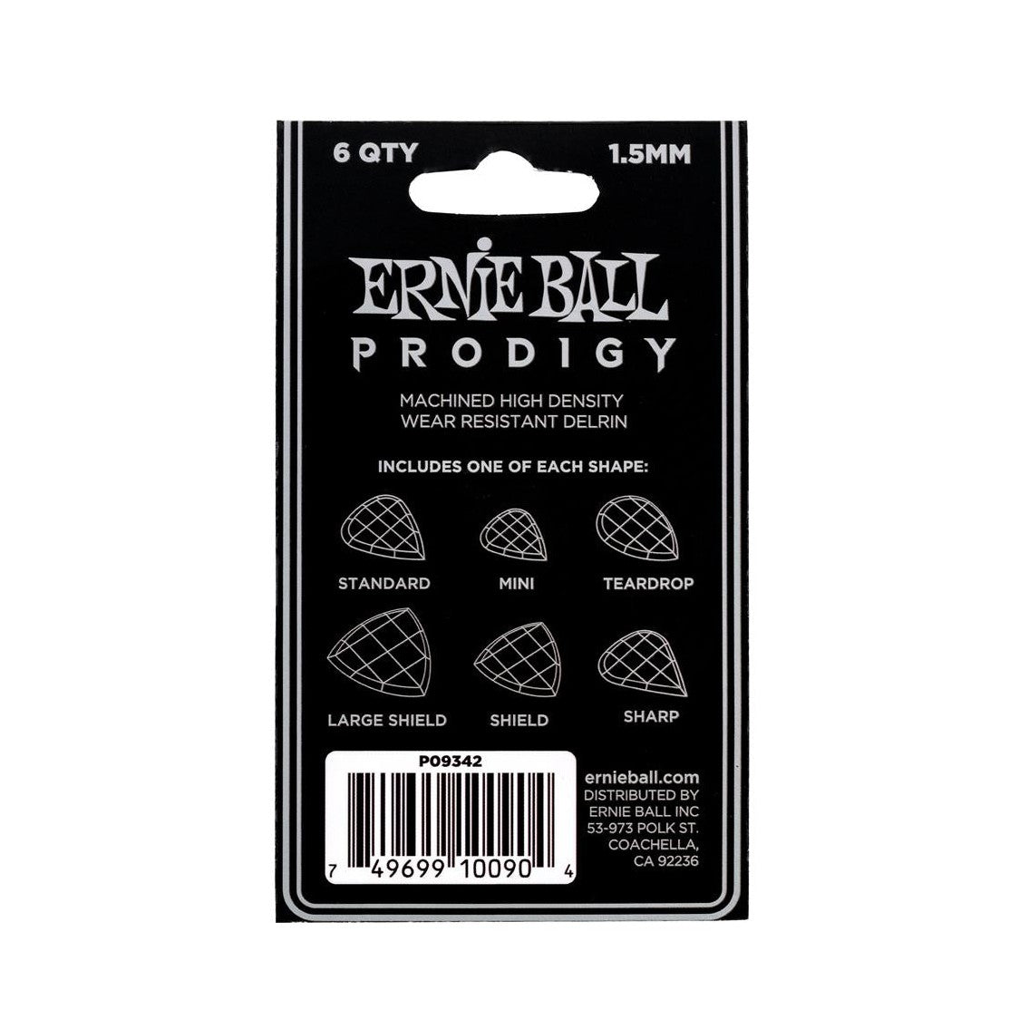 Ernie Ball Prodigy Guitar Picks – Large Shield 1.5mm Black 6 Pack 2