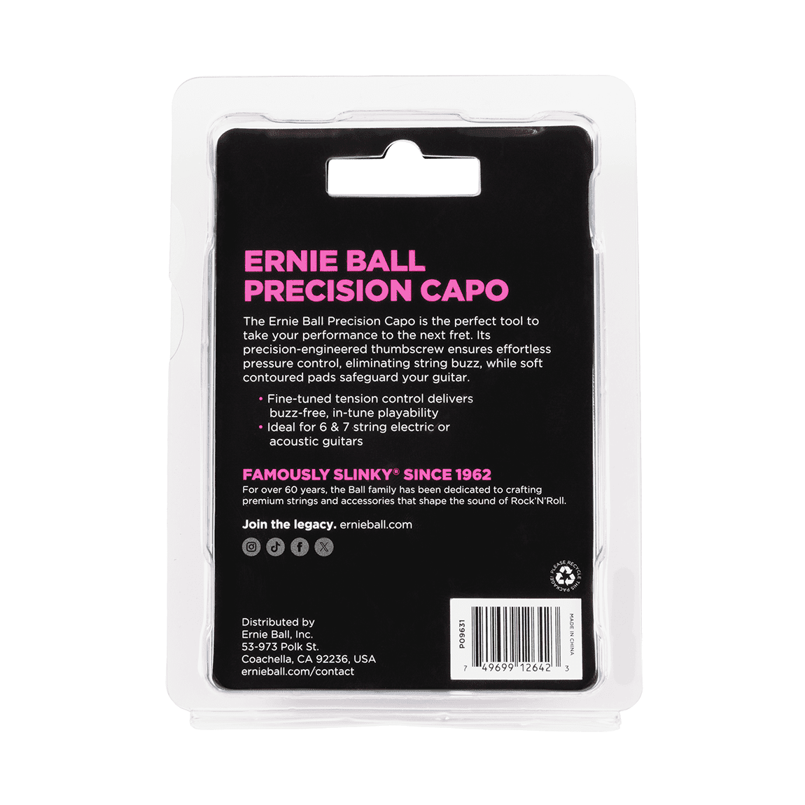 Ernie Ball Precision Capo - Black P09631 5