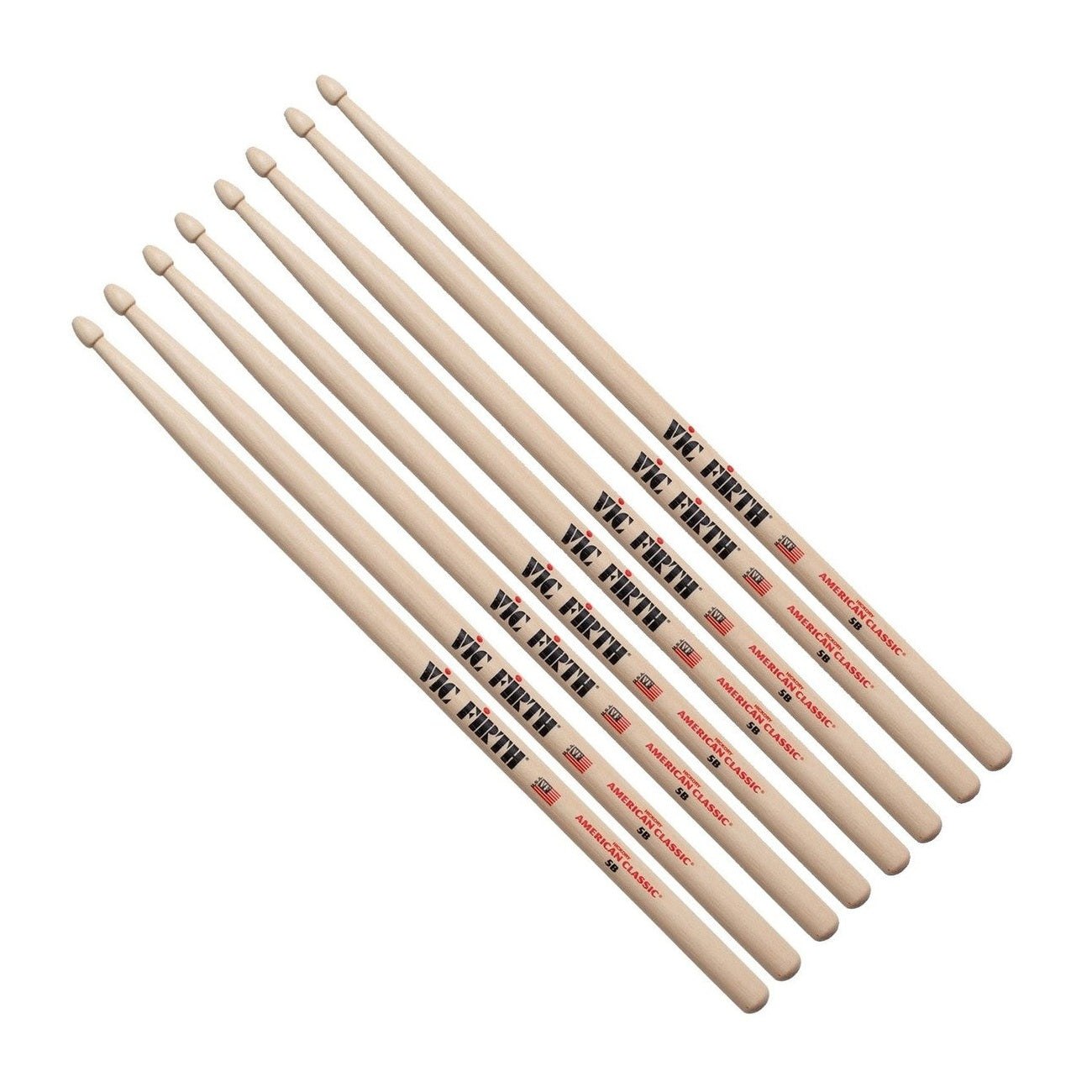 Vic Firth American Classic Hickory Drum Sticks, 5B — 4 Pairs Value Pack 1