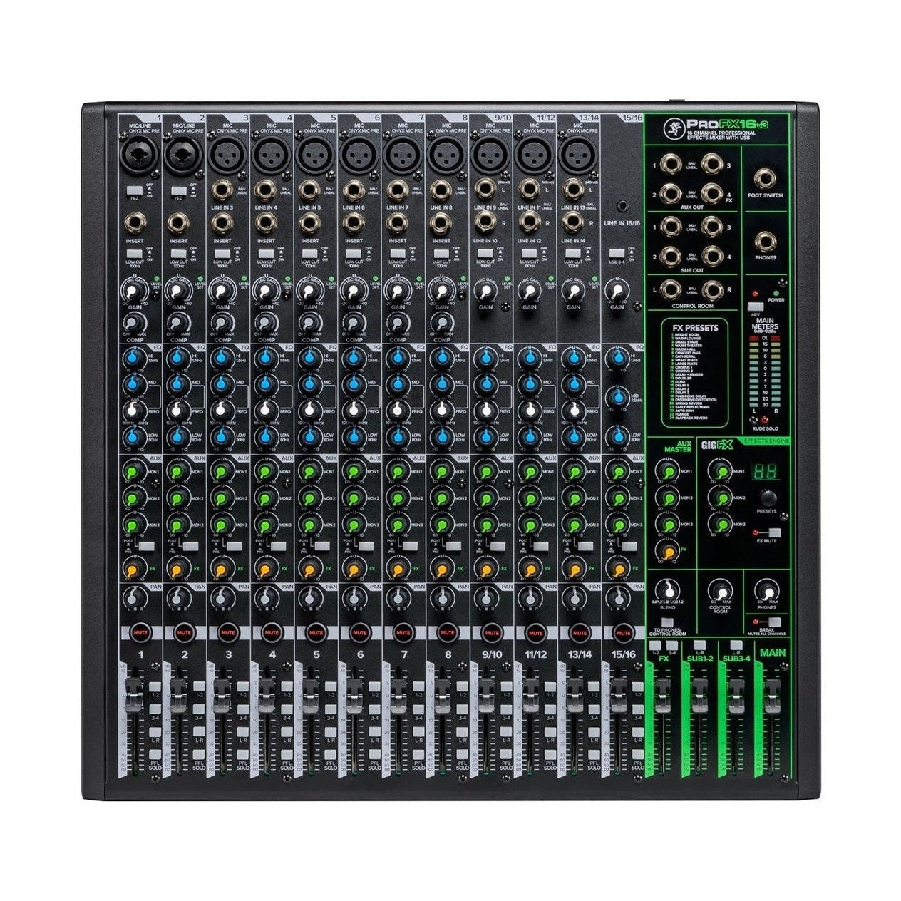 Mackie ProFX16v3 16-Channel Analogue Mixer With USB Interface & Effects 1