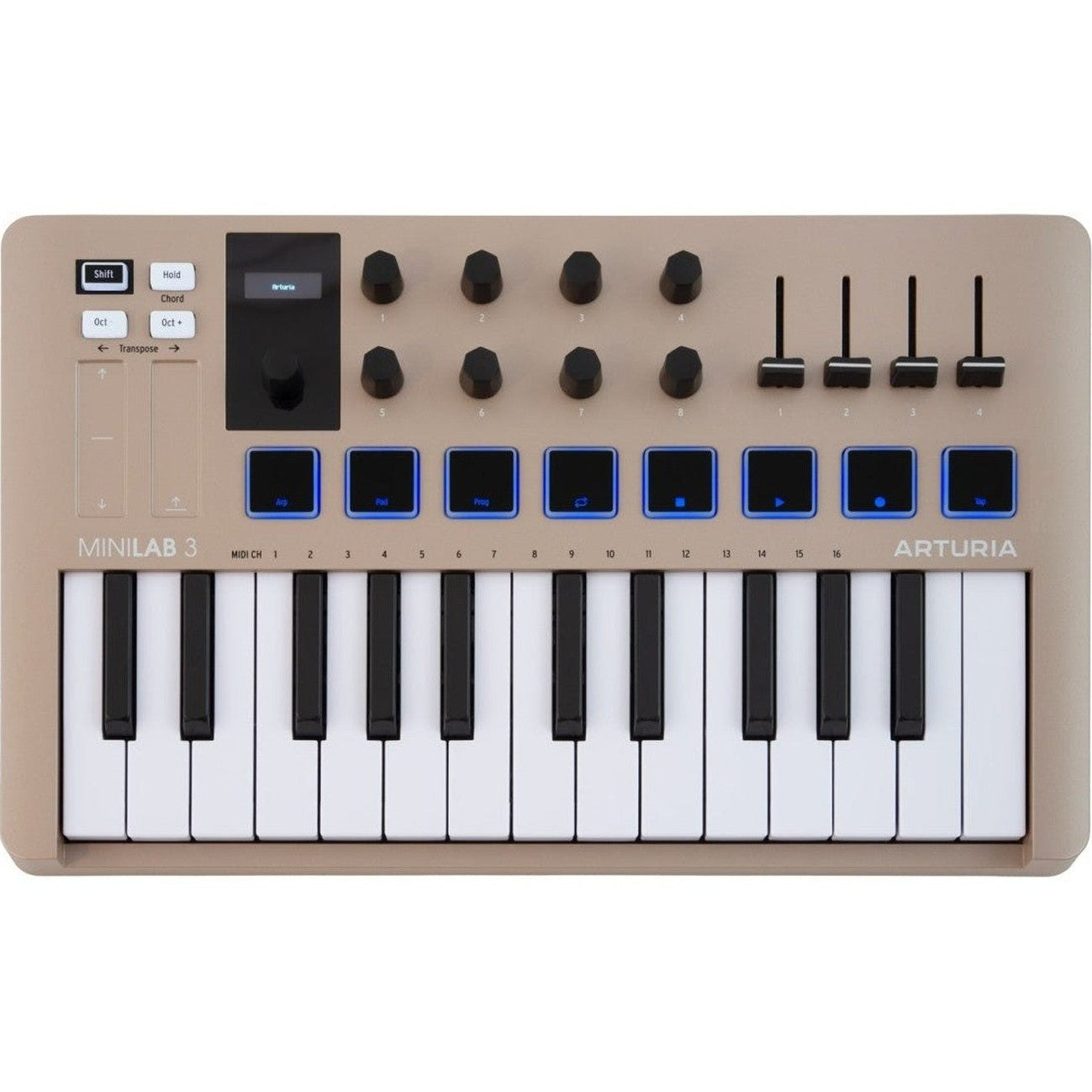 Arturia MiniLab 3 25-Key MIDI Keyboard Controller – Champagne 1
