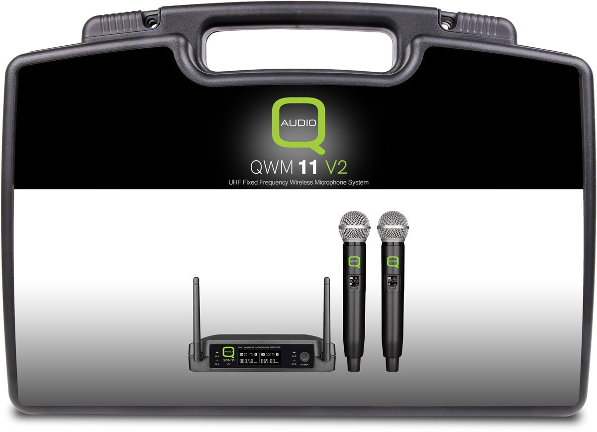 Q-Audio QWM-11 V2 UHF Dual Wireless Handheld System - Fixed Frequency