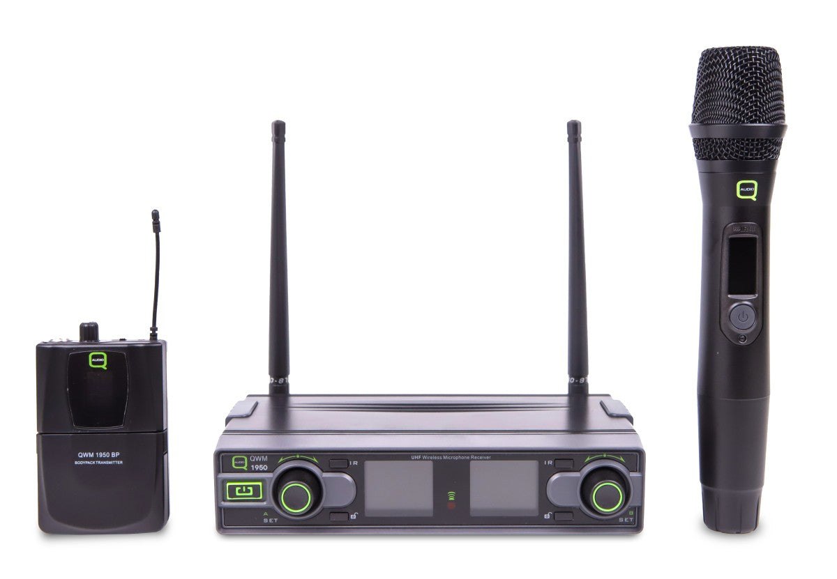 Q-Audio QWM 1950 HH+BP UHF Antenna Diversity Dual Wireless Handheld + Beltpack System