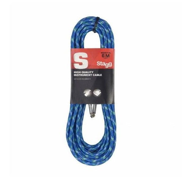 Stagg S-Series Vintage Tweed Style Instrument Cable – Blue 6m 1