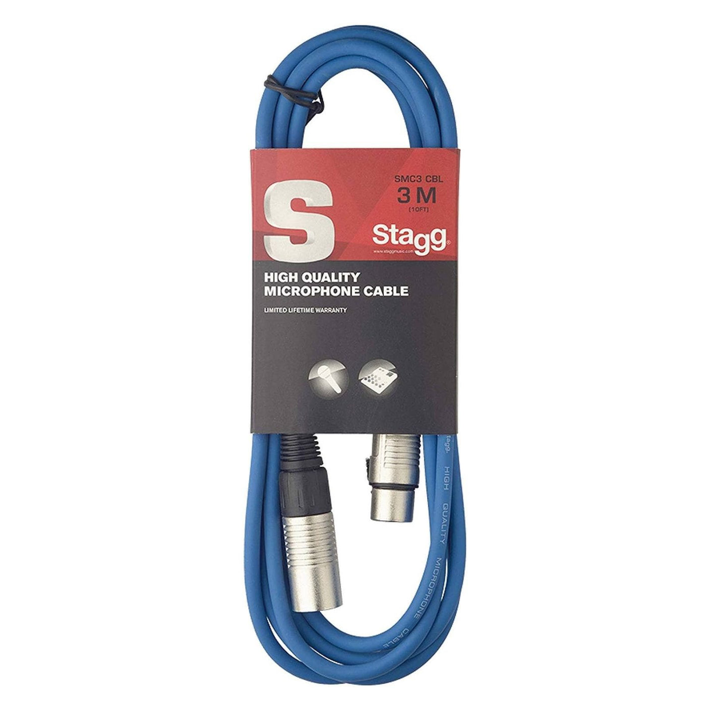 Stagg SMC3 3m XLR Male to Female Cable - Blue 2