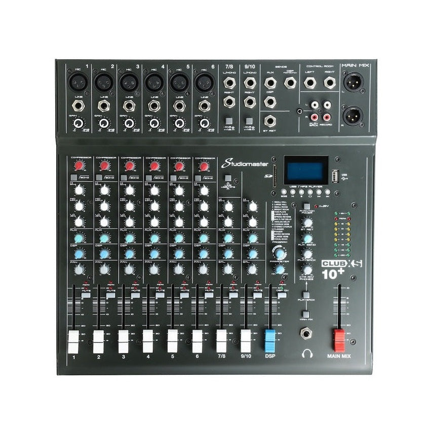 Studiomaster CLUB XS10+ 10-Channel Mixing Desk with Bluetooth, USB/SD & DSP Effects 1