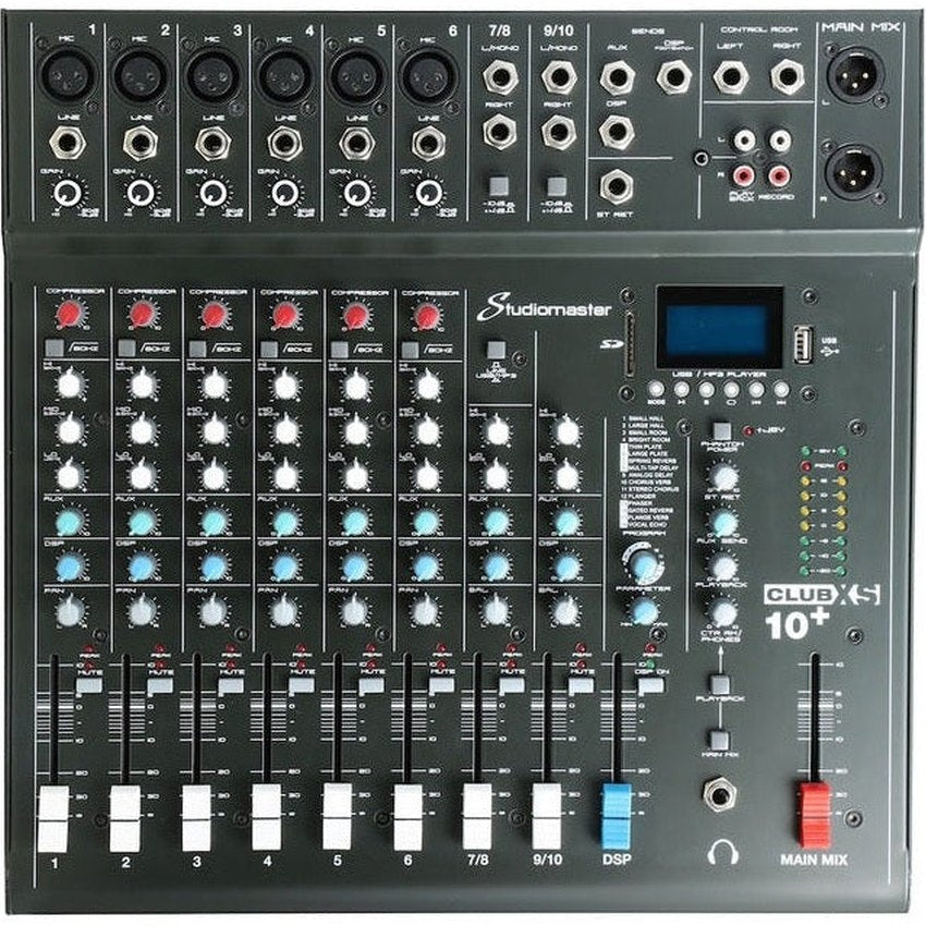 Studiomaster CLUB XS10+ 10-Channel Mixing Desk with Bluetooth, USB/SD & DSP Effects 1
