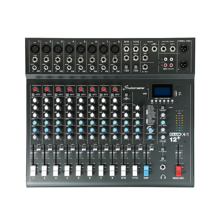 Studiomaster CLUB XS12+ 12-Channel Mixing Desk with Bluetooth, USB/SD & DSP Effects 1