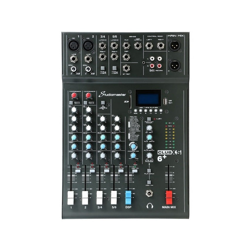 Studiomaster CLUB XS6+ 6-Channel Mixing Desk with Bluetooth, USB/SD & DSP Effects 1