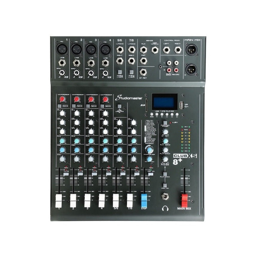 Studiomaster CLUB XS8+ 8-Channel Mixing Desk with Bluetooth, USB/SD & DSP Effects 1