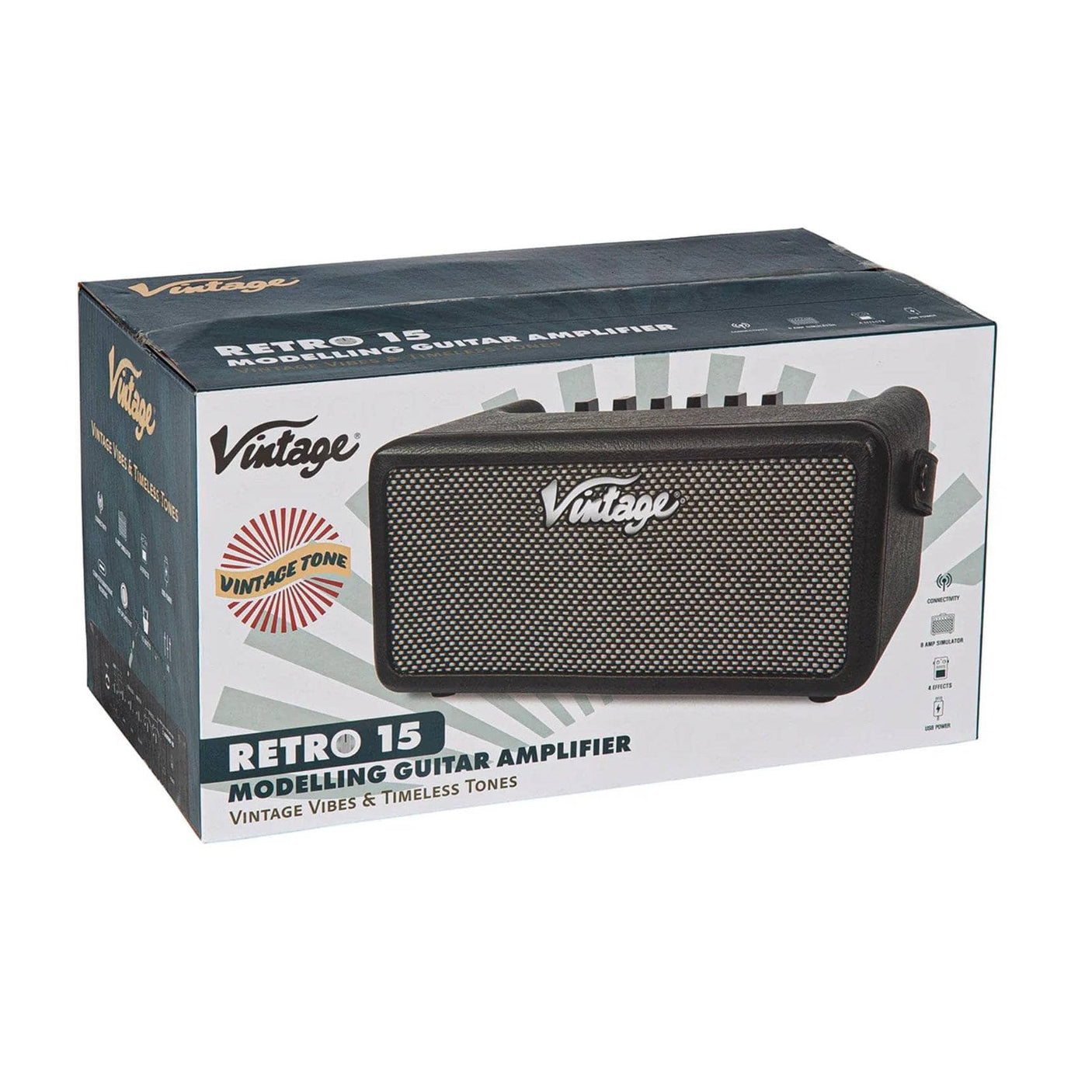 Vintage Retro 15W Guitar Amplifier with Bluetooth & Effects Black 7