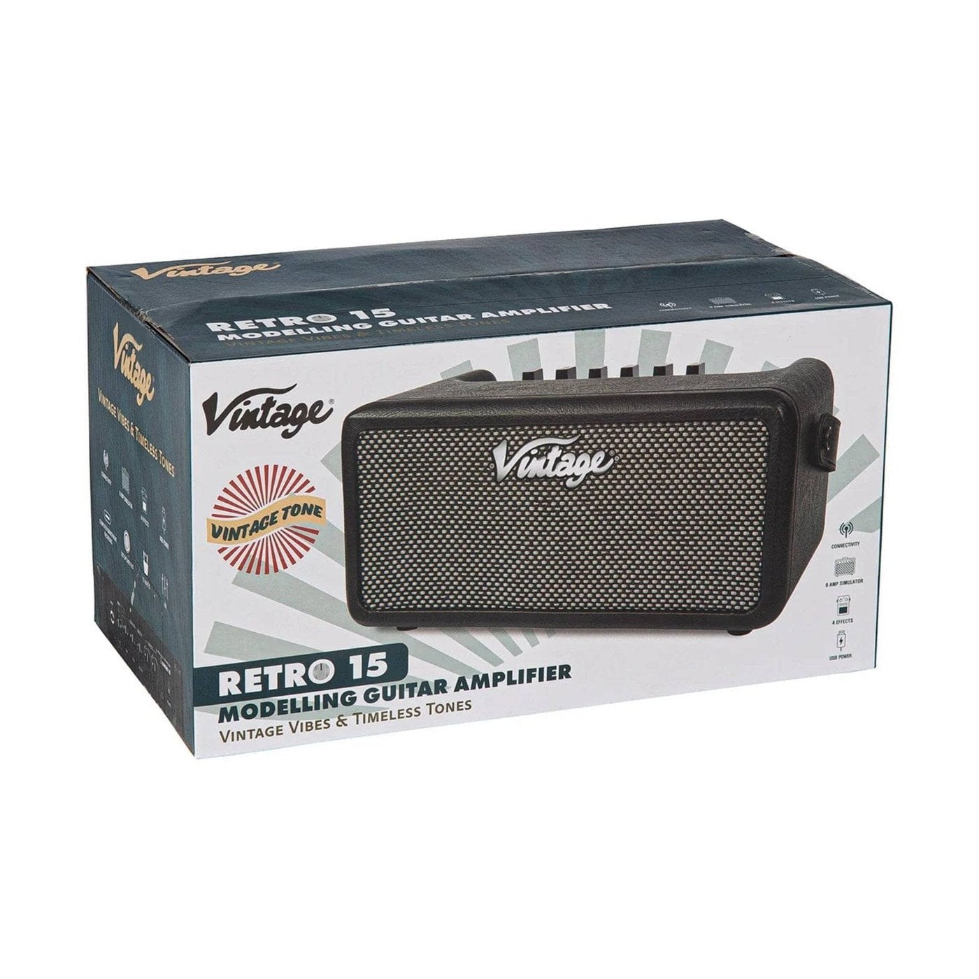 Vintage Retro 15W Guitar Amplifier with Bluetooth & Effects Black 7