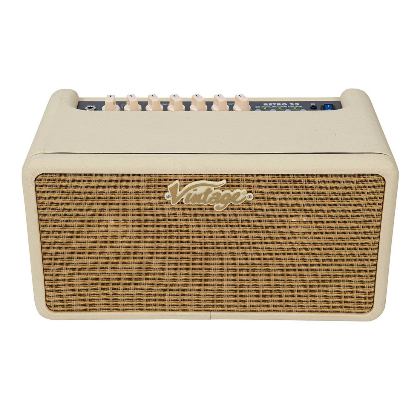 Vintage Retro 25W Guitar Amplifier with Bluetooth & Drum Machine Vintage White 2