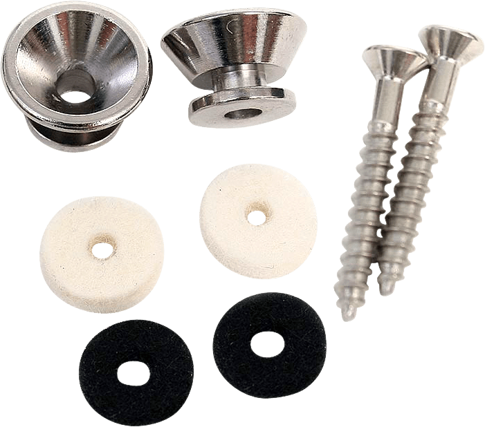 Fender American Standard Strap Buttons, Set Of 2 - Chrome With Non-Slip Felt Washers