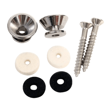 Fender American Standard Strap Buttons, Set Of 2 - Chrome With Non-Slip Felt Washers 1