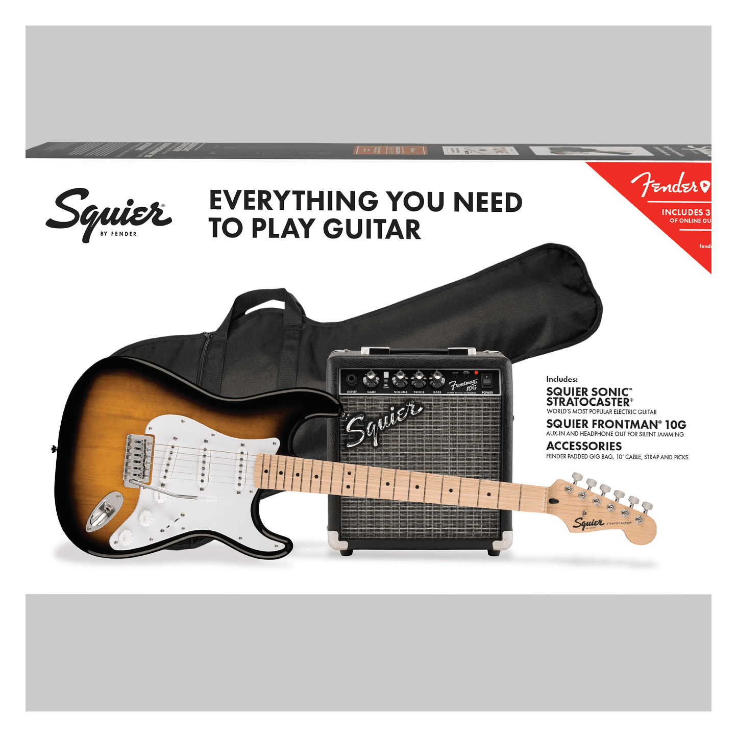 Fender Squier Sonic Stratocaster Pack - Sunburst & Maple Neck 2