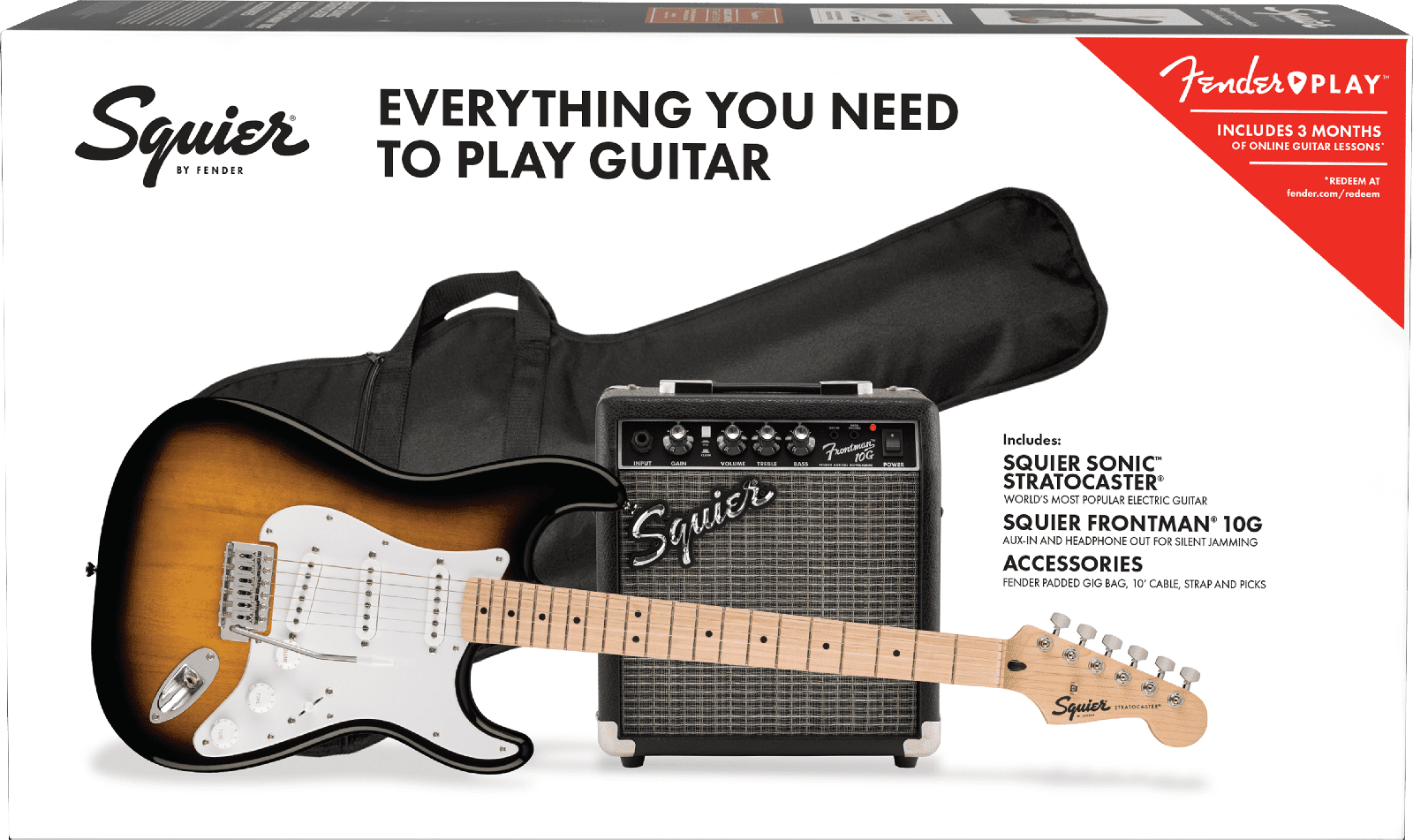Fender Squier Sonic Stratocaster Pack - Sunburst & Maple Neck 2