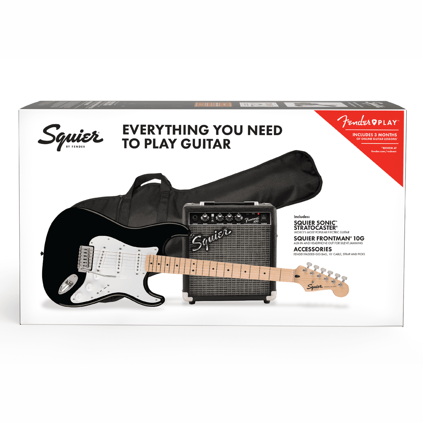 Fender Squier Sonic Stratocaster Pack - Black & Maple Neck 2