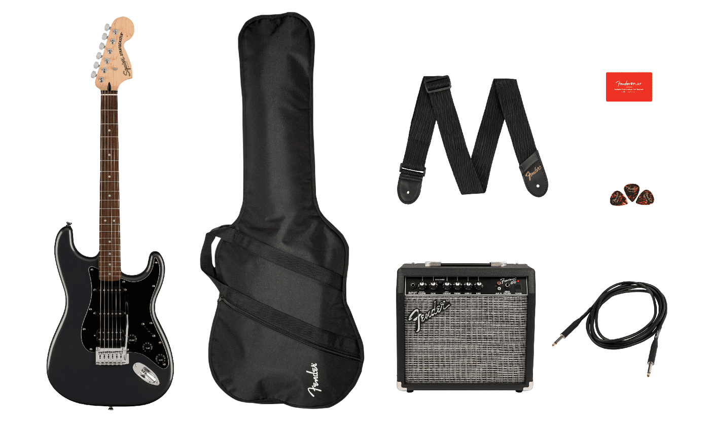Fender Squire Squier Affinity Series Stratocaster HSS Pack - Charcoal Frost Metallic 1