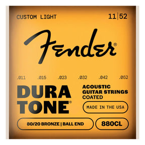 Fender 880CL Dura-Tone 80/20 Coated Acoustic Guitar Strings .011-.052 1