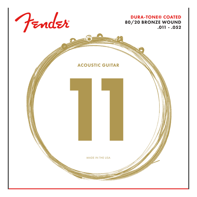 Fender 880CL Dura-Tone 80/20 Coated Acoustic Guitar Strings .011-.052 1