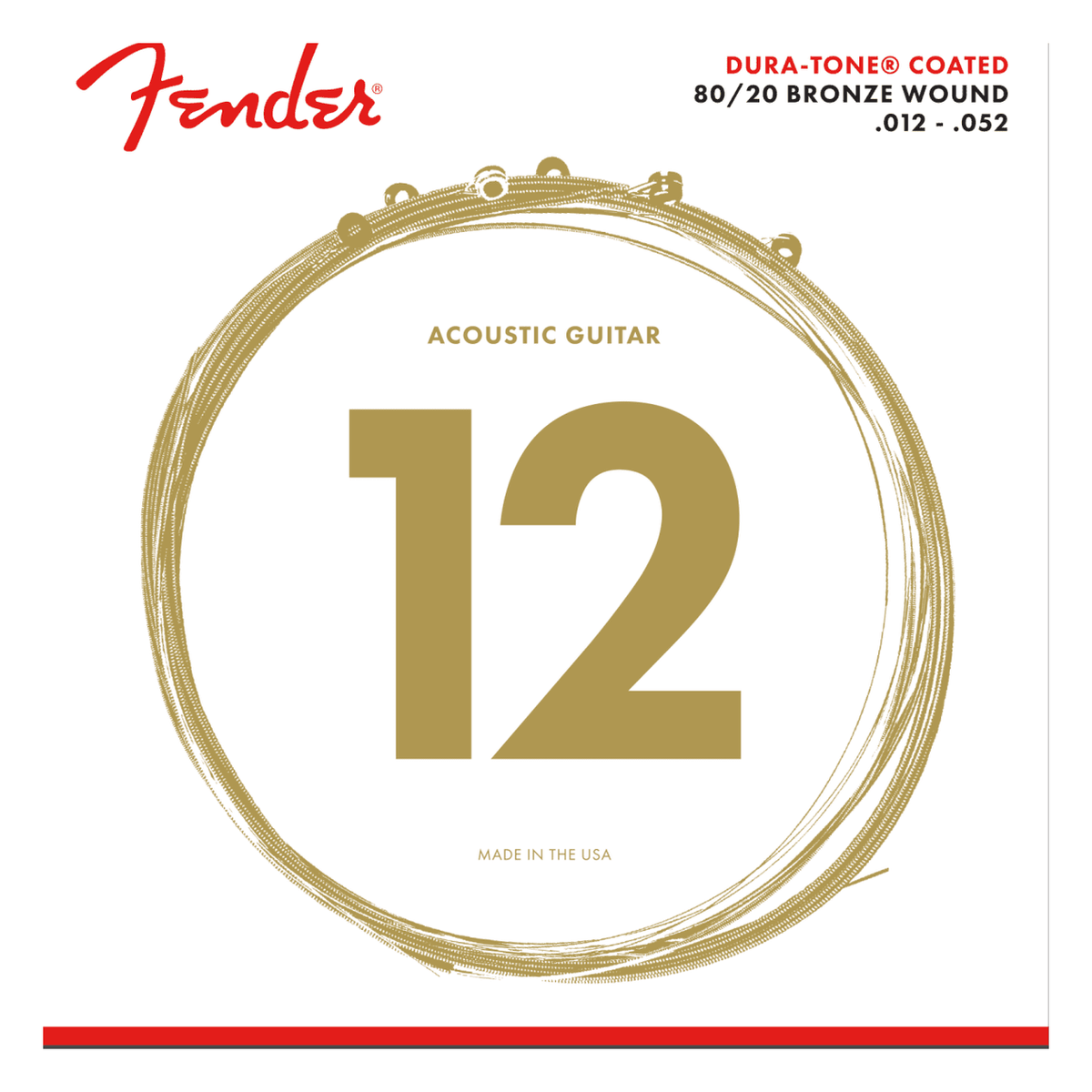 Fender 880L Dura-Tone 80/20 Coated Acoustic Guitar Strings .012-.052 1
