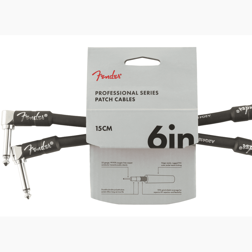 Fender Professional Series Instrument Cable, 2-Pack, Angle/Angle, 6" — Black 1
