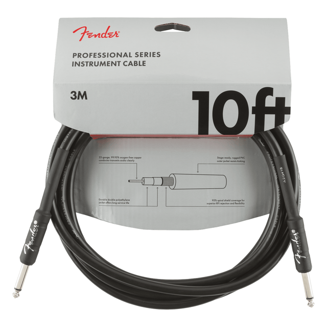 Fender Professional Series 3M 10ft Straight Instrument Cable Black 1
