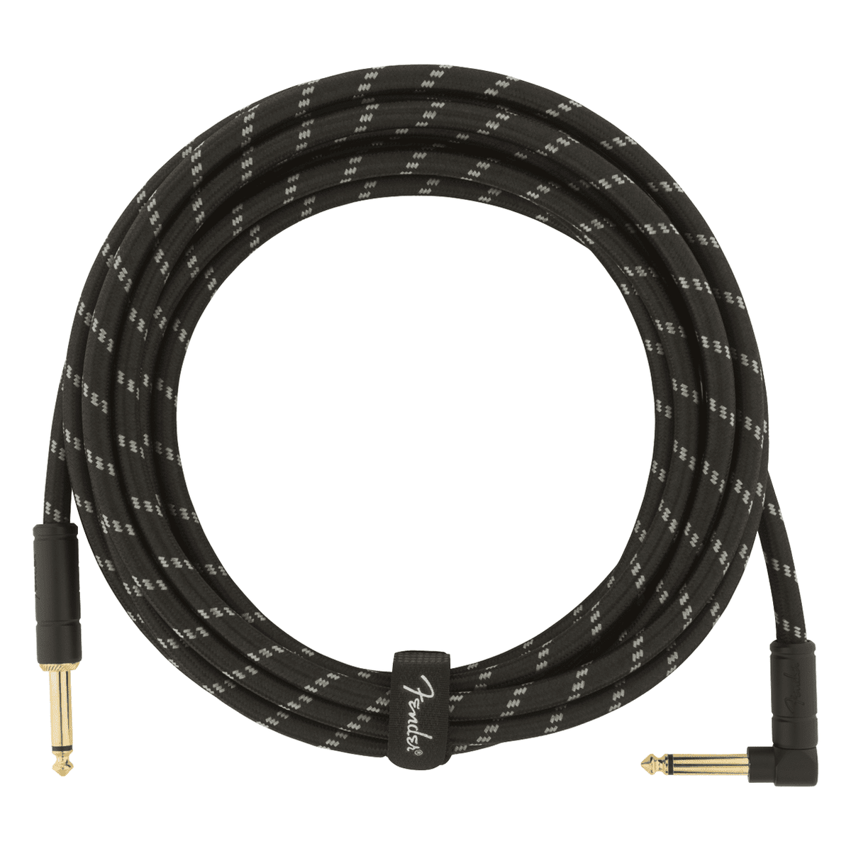 Fender 4.5M 15' Deluxe Series Instrument Cable - Straight/Angle, Black Tweed 1