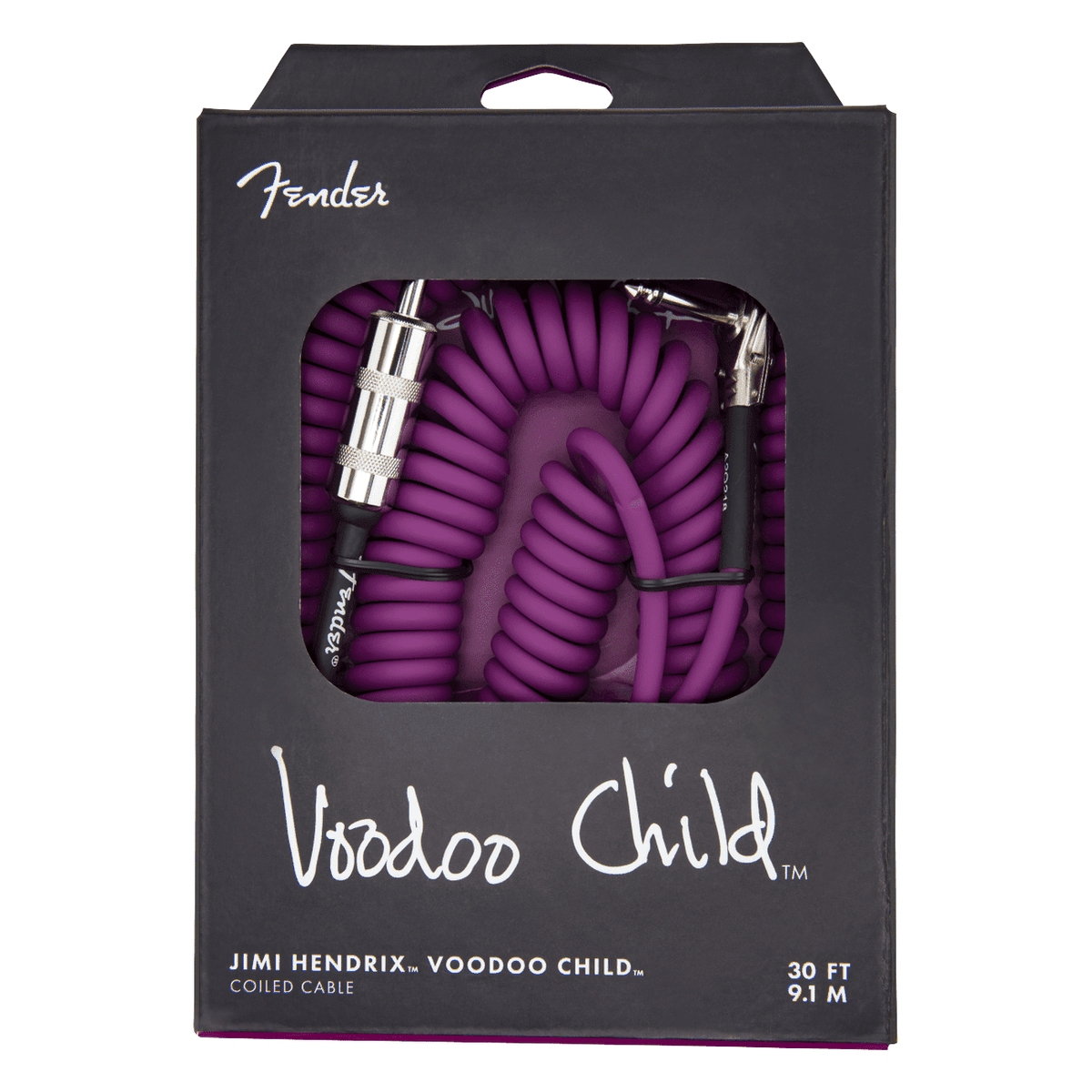 Fender Hendrix™ Voodoo Child™ Coil Instrument Cable Straight/Angle, 30', Purple 1