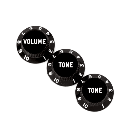 Fender Stratocaster Control Knobs, Black — Set Of 3 Volume, Tone, Tone 1