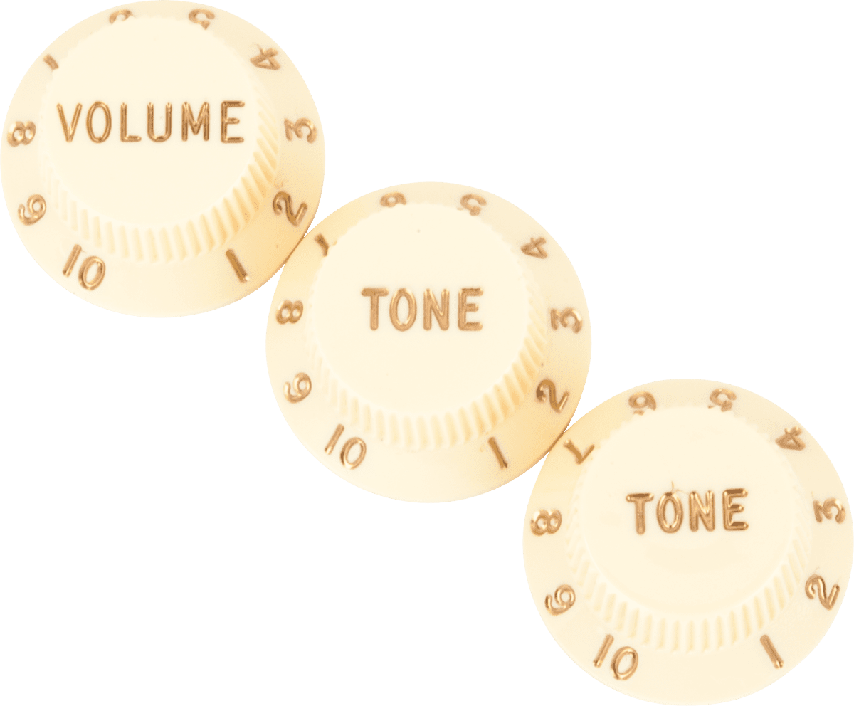Fender Stratocaster Control Knobs, Aged White — Set Of 3 (Volume, Tone, Tone)