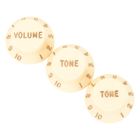 Fender Stratocaster Control Knobs, Aged White — Set Of 3 Volume, Tone, Tone 1