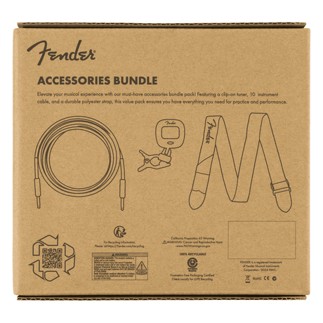 Fender Accessories Bundle Pack - Cable, Tuner & Strap 6