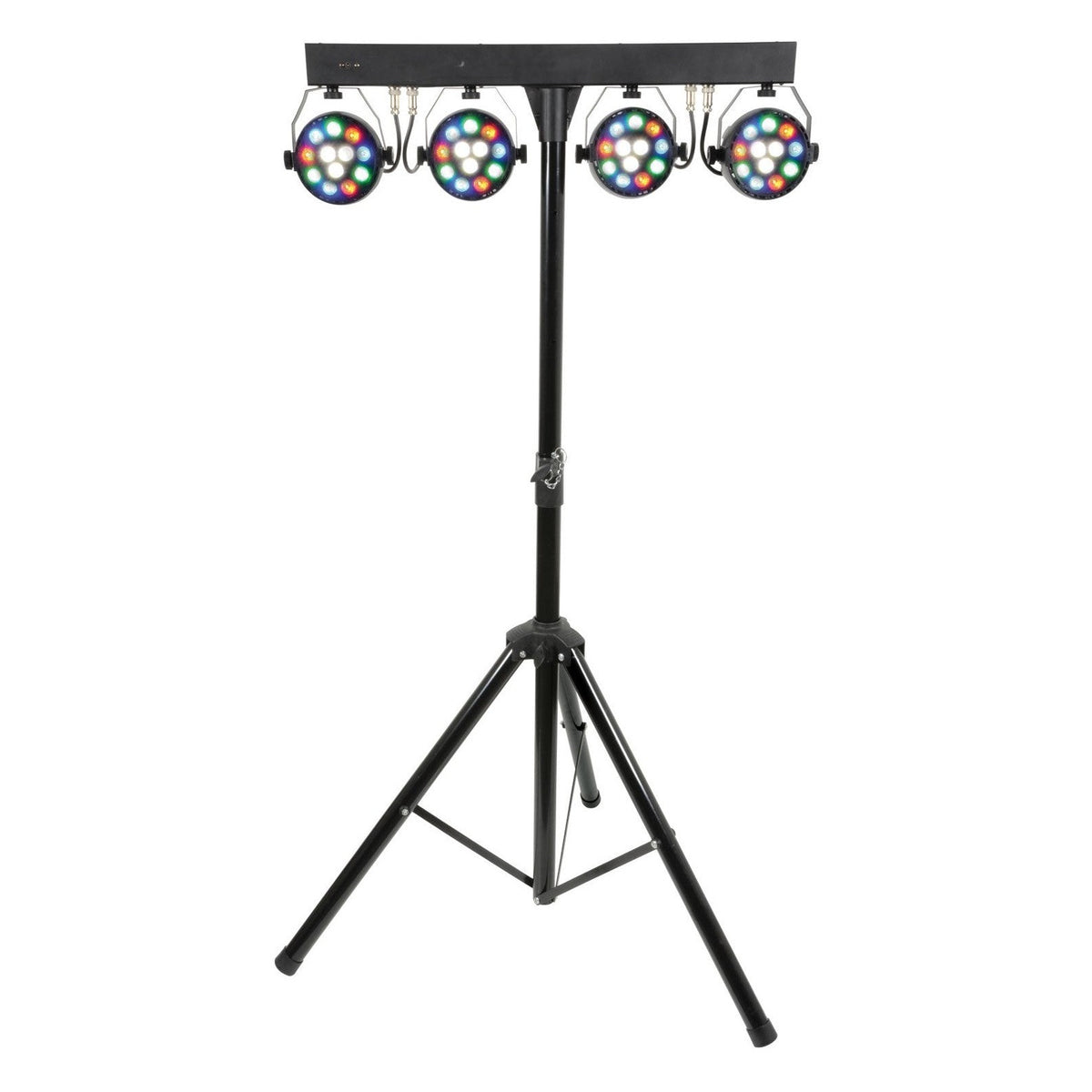 QTX PB-1214 LED PAR Bar System — 4 PAR Cans, RGBW Colour Mixing, DMX, Fold-Away Tripod 1