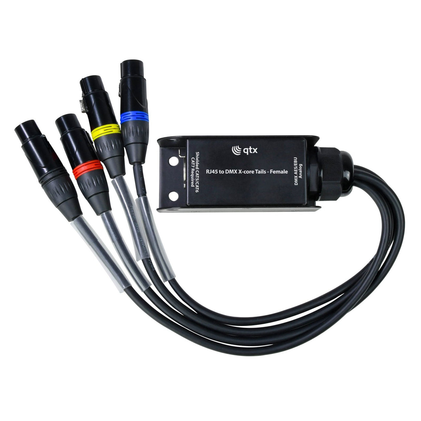 QTX RJ45 to DMX Multicore Adaptor – 4 x 3-Pin Female XLR Tails 1