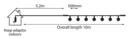 Lyyt Outdoor LED Festoon Lights 50cm Spacing - 10 Bulbs Warm White 5