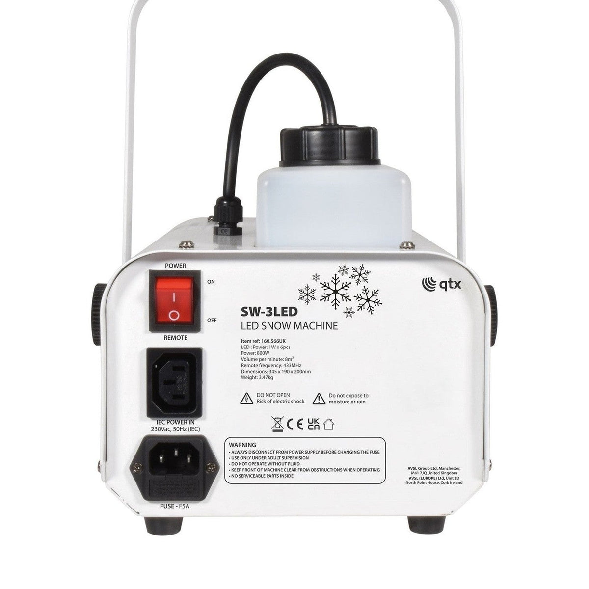 QTX SW-3LED 800W Snow Machine With LED Lights & Remote Control 3