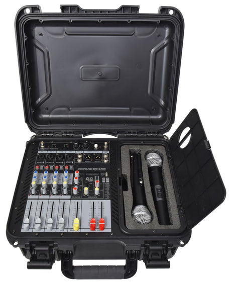 Citronic FLITE-600 2 x 300W Powered Mixer with 2 UHF Wireless Mics & DSP Effects 1