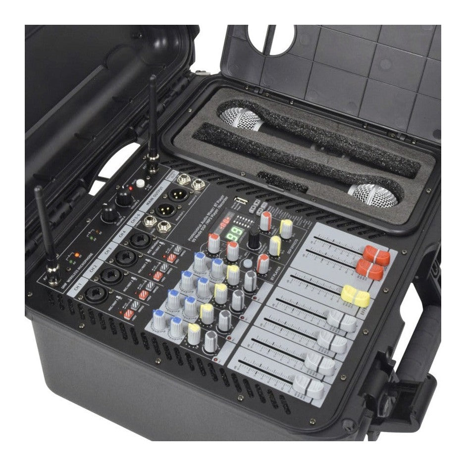 Citronic FLITE-1000 2 x 500W Powered Mixer With 2 UHF Wireless Mics & DSP Effects